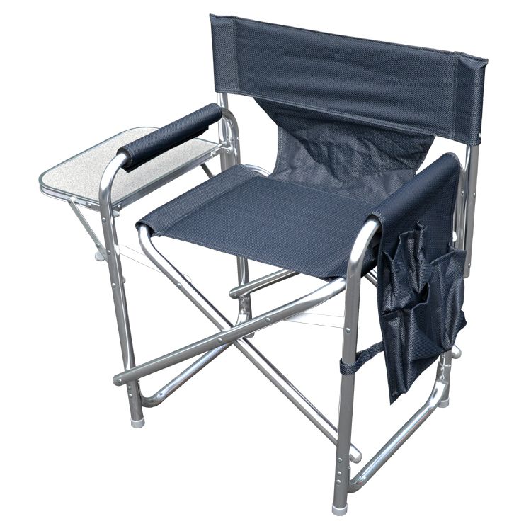 Strong Sturdy Portable Travel Camping Folding Directors Chair with Pockets and Table - GRAPHITE GREY